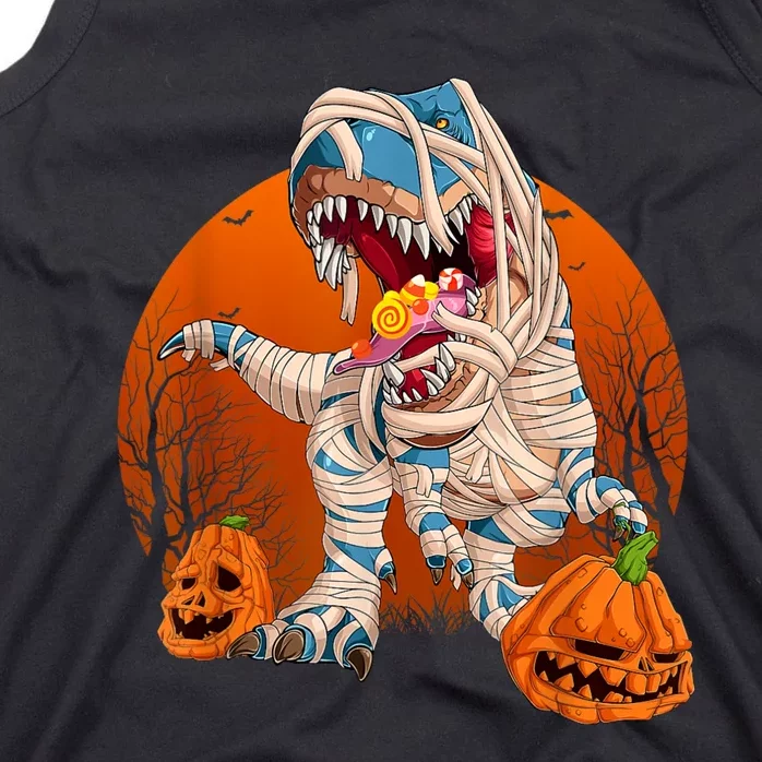 Trex Pumpkin Dinosaur Halloween Mummy Zombie Dino Tank Top