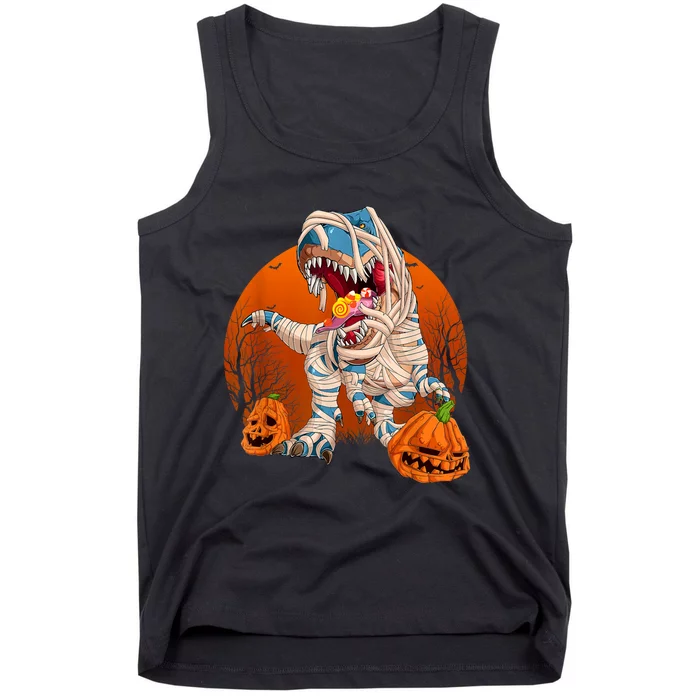 Trex Pumpkin Dinosaur Halloween Mummy Zombie Dino Tank Top