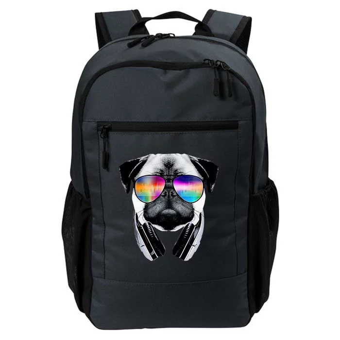 Trippy Pug Dog Wearing Music Equalizer Sunglasses Daily Commute Backpack