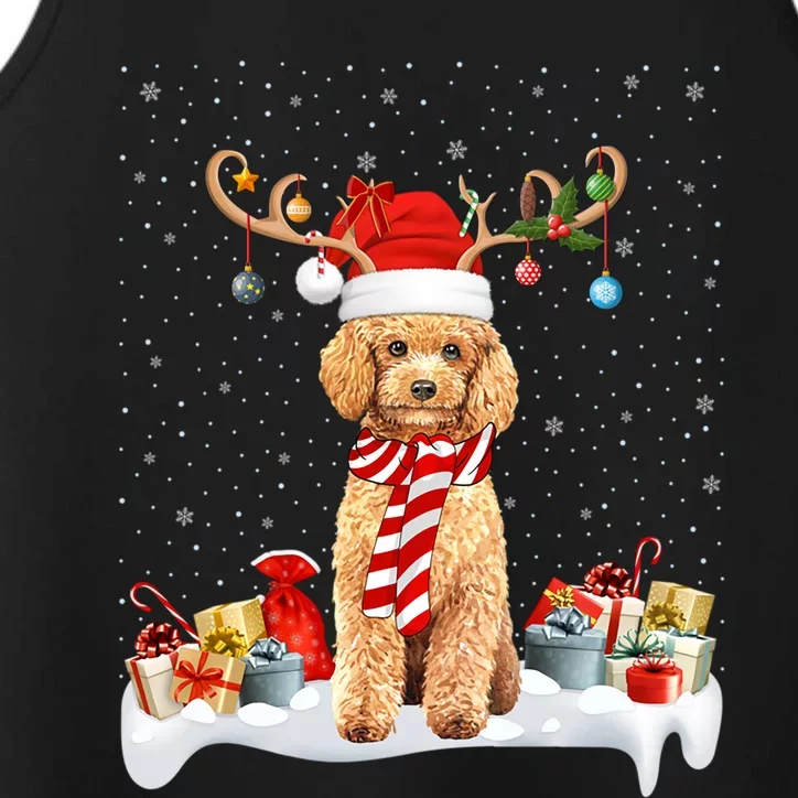 Toy Poodle Dog Xmas Lights Reindeer Toy Poodle Christmas Great Gift Performance Tank