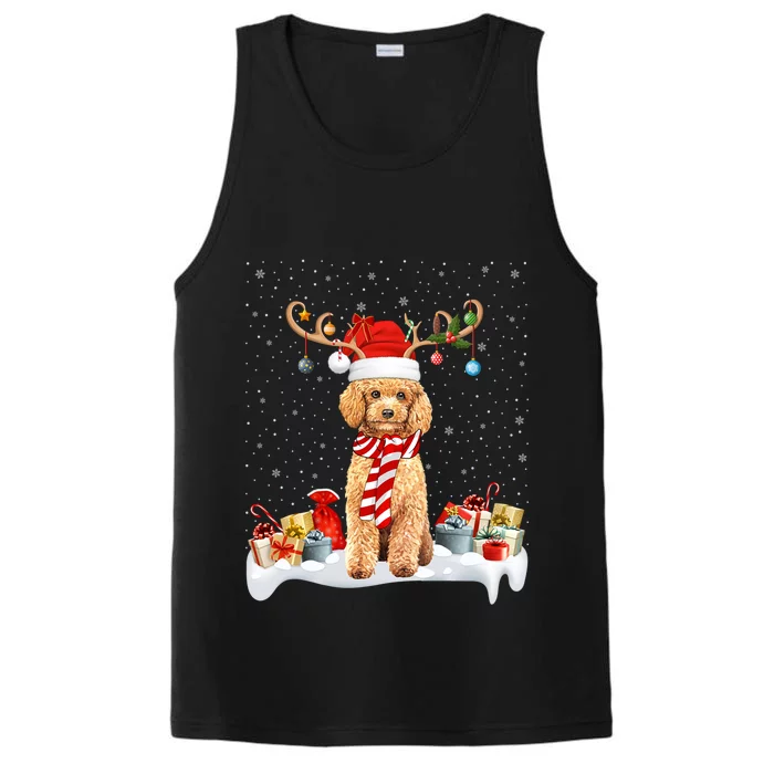 Toy Poodle Dog Xmas Lights Reindeer Toy Poodle Christmas Great Gift Performance Tank