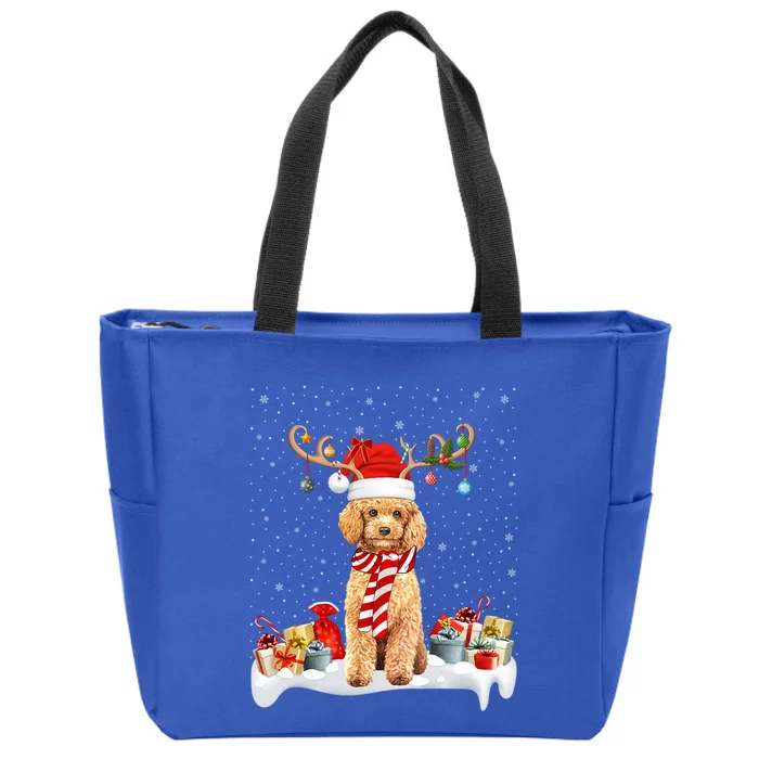 Toy Poodle Dog Xmas Lights Reindeer Toy Poodle Christmas Great Gift Zip Tote Bag