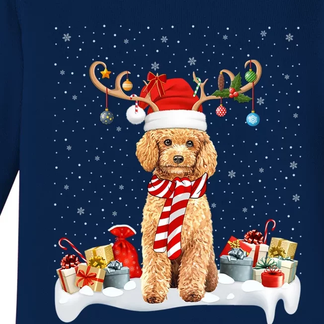 Toy Poodle Dog Xmas Lights Reindeer Toy Poodle Christmas Great Gift Baby Long Sleeve Bodysuit