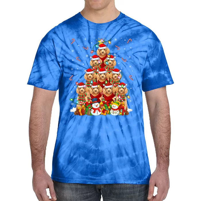 Toy Poodle Dog Xmas Lighting Tree Santa Toy Poodle Christmas Great Gift Tie-Dye T-Shirt