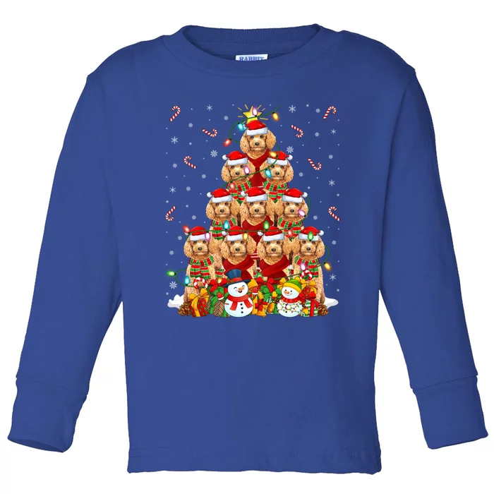 Toy Poodle Dog Xmas Lighting Tree Santa Toy Poodle Christmas Great Gift Toddler Long Sleeve Shirt