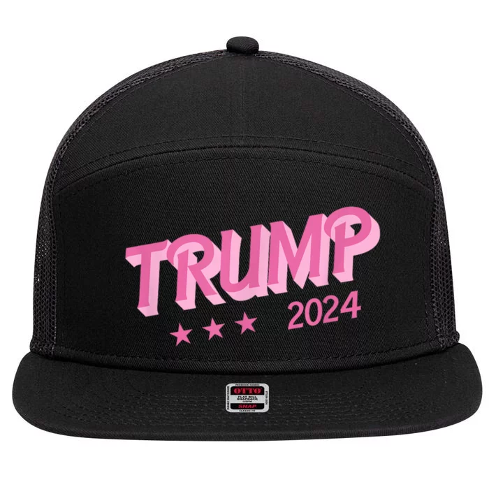 Trump Pink Donald Trump 2024 Us Election Funny Pink Girly 7 Panel Mesh Trucker Snapback Hat