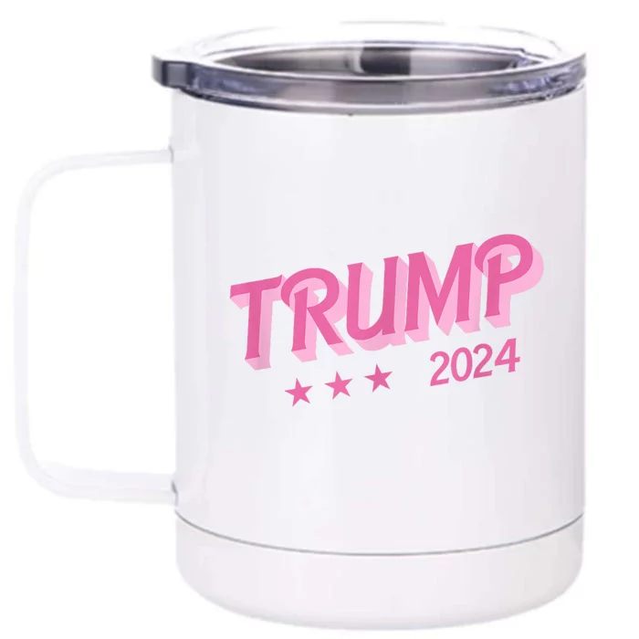 Trump Pink Donald Trump 2024 Us Election Funny Pink Girly Front & Back 12oz Stainless Steel Tumbler Cup