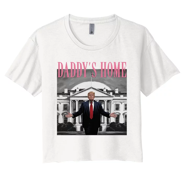 Trump Pink Daddys Home Trump 2024 Women's Crop Top Tee