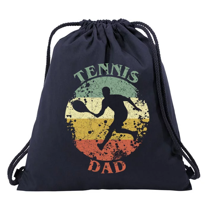 Tennis Player Dad Distressed Vintage Tennis Father Gift Drawstring Bag