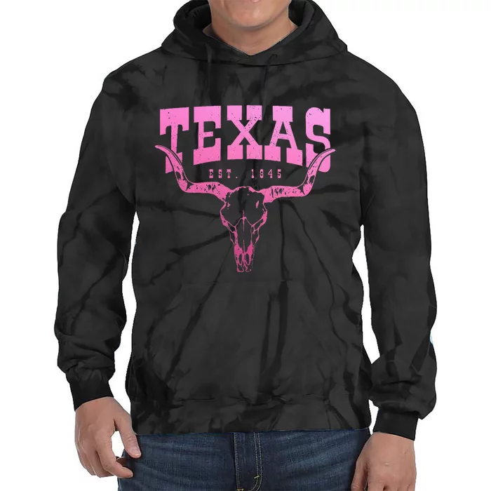 Texas Pride Est. 1845 Tx Girl Vintage Tie Dye Hoodie