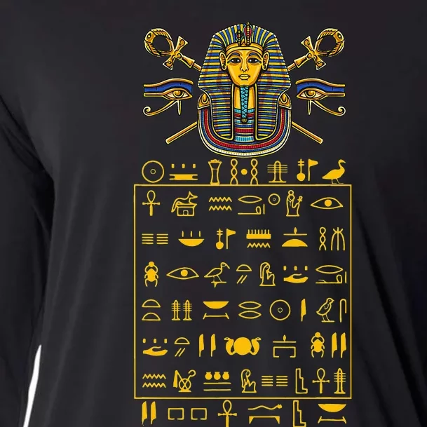 Tut Pharaoh Egyptian Hieroglyphic Letters Symbols King Cooling Performance Long Sleeve Crew