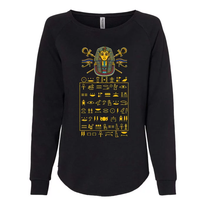 Tut Pharaoh Egyptian Hieroglyphic Letters Symbols King Womens California Wash Sweatshirt