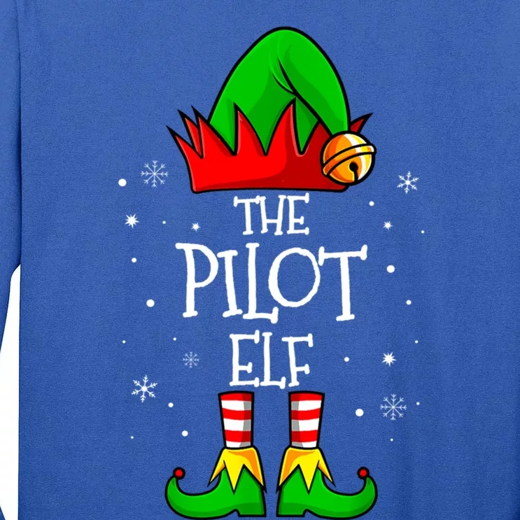 The Pilot Elf Group Matching Family Christmas Funny Airplane Gift Tall Long Sleeve T-Shirt