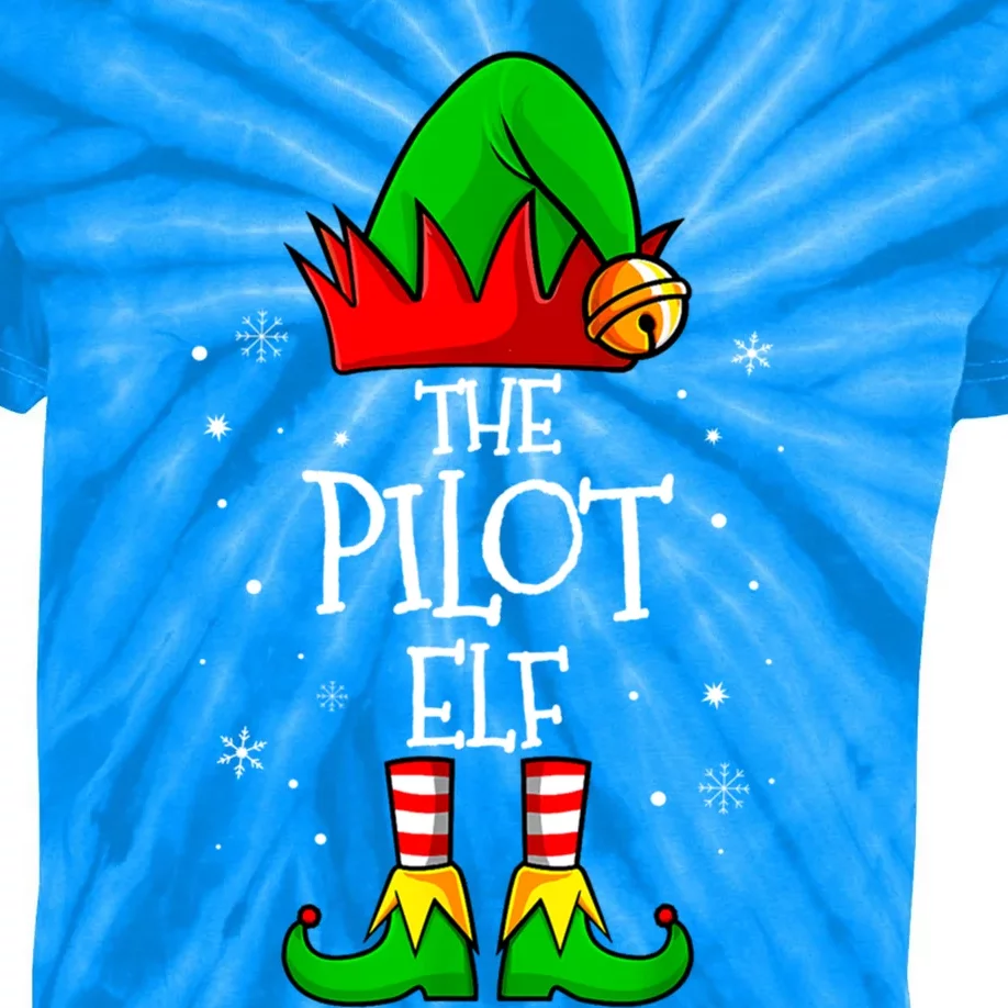 The Pilot Elf Group Matching Family Christmas Funny Airplane Gift Kids Tie-Dye T-Shirt