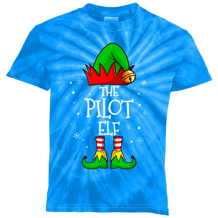 The Pilot Elf Group Matching Family Christmas Funny Airplane Gift Kids Tie-Dye T-Shirt