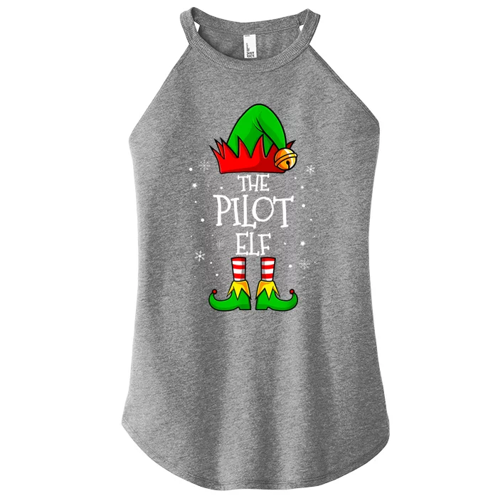 The Pilot Elf Group Matching Family Christmas Funny Airplane Gift Women’s Perfect Tri Rocker Tank