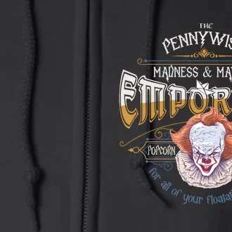 The Pennywise Emporium Madness And Mayhem Halloween Horror Full Zip Hoodie