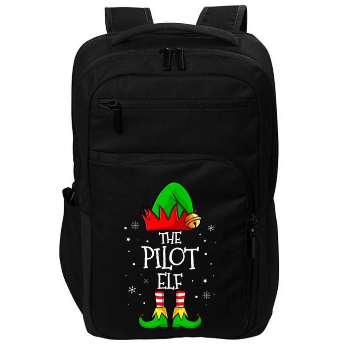 The Pilot Elf Group Matching Family Christmas Funny Airplane Funny Gift Impact Tech Backpack