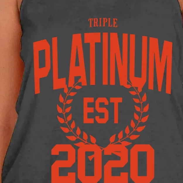 Triple Platinum Est 2020 Women's Knotted Racerback Tank