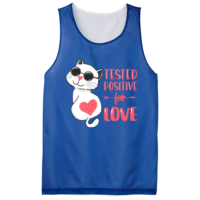 Tested Positive For Love Valentine's Day Couples Cat Pajama Gift Mesh Reversible Basketball Jersey Tank