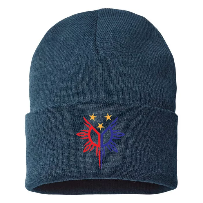 Tribal Philippines Filipino Sun And Stars Flag Sustainable Knit Beanie