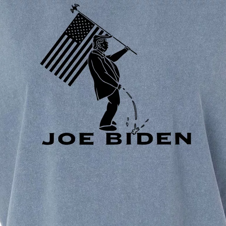 Donald Trump Pees On Joe Biden FJB Anti Biden American Flag Garment-Dyed Women's Muscle Tee