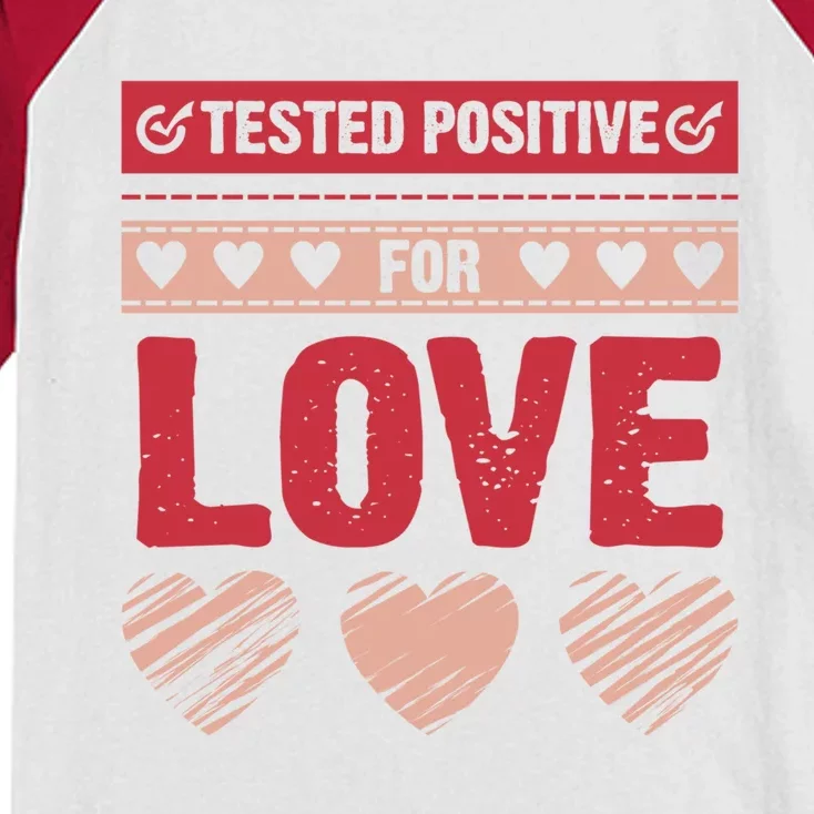 Tested Positive For Love Valentine's Day For Couples Pajama Gift Kids Colorblock Raglan Jersey