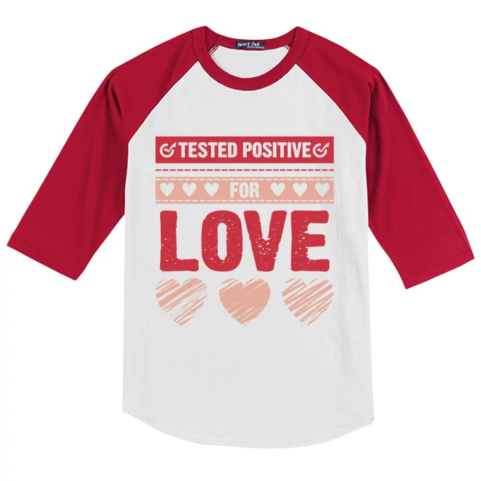 Tested Positive For Love Valentine's Day For Couples Pajama Gift Kids Colorblock Raglan Jersey