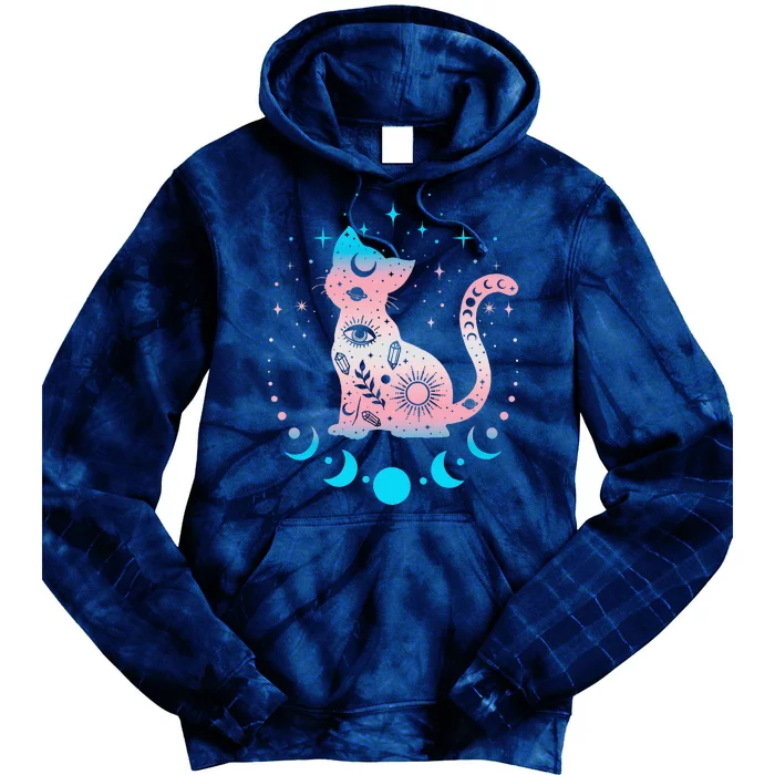 Transg Pride Flag Colors Astronomy Cat Tie Dye Hoodie