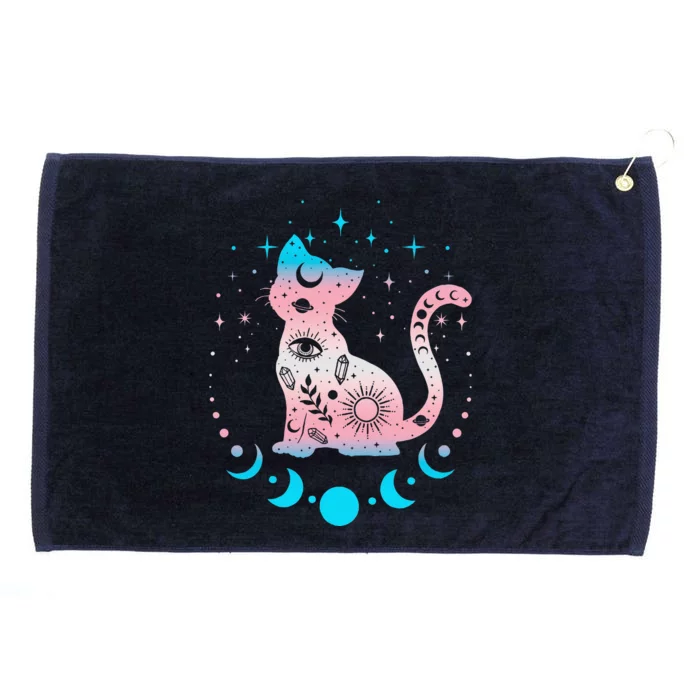 Transg Pride Flag Colors Astronomy Cat Grommeted Golf Towel