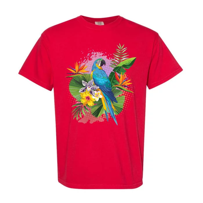 Tropical Paradise Flower Parrot Garment-Dyed Heavyweight T-Shirt