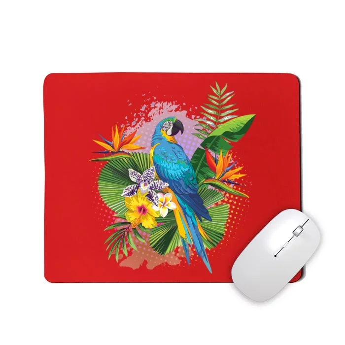 Tropical Paradise Flower Parrot Mousepad