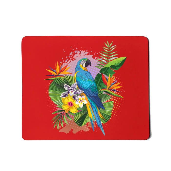 Tropical Paradise Flower Parrot Mousepad