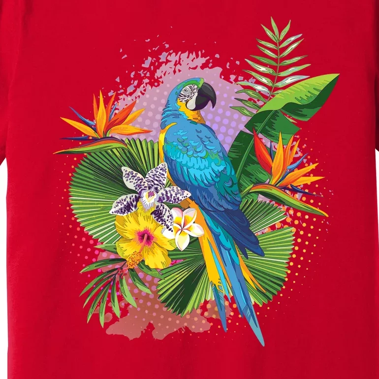 Tropical Paradise Flower Parrot Premium T-Shirt