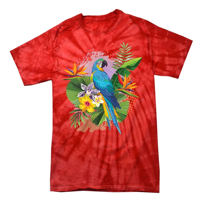 Tropical Paradise Flower Parrot Tie-Dye T-Shirt