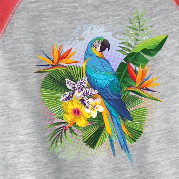 Tropical Paradise Flower Parrot Toddler Fine Jersey T-Shirt