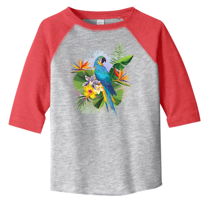 Tropical Paradise Flower Parrot Toddler Fine Jersey T-Shirt