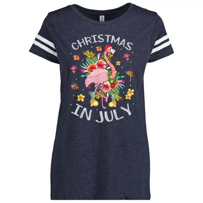 Tropical Pink Flamingo Hawaii Summer Cute Christmas In July Enza Ladies Jersey Football T-Shirt