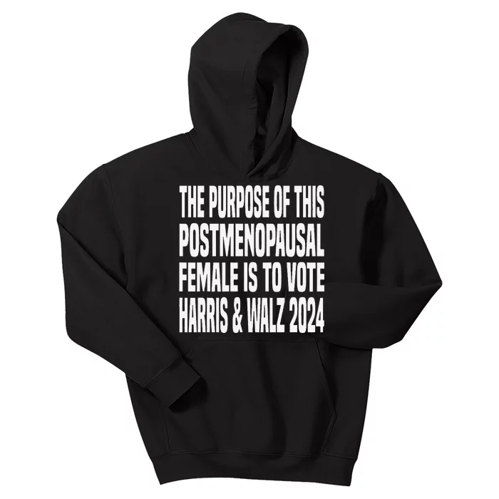 The Purpose Fotr This Post Menopausal Female Harris Walz 24 Kids Hoodie