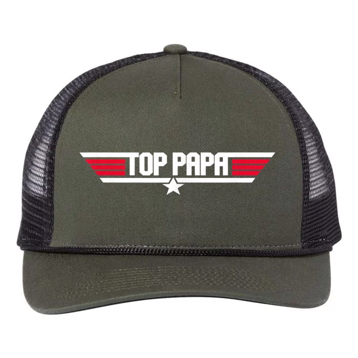 Top Papa Funny Father Grandpa 80s Father's Day Gift Retro Rope Trucker Hat Cap