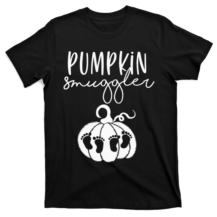 Twin Pregnancy Fall Mom Pregnant With Twins Pumpkin Smuggler T-Shirt