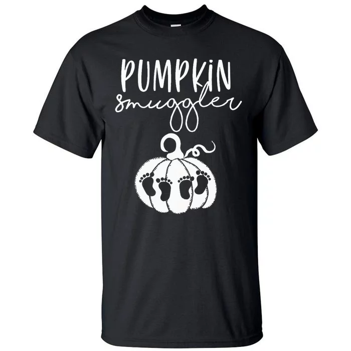 Twin Pregnancy Fall Mom Pregnant With Twins Pumpkin Smuggler Tall T-Shirt