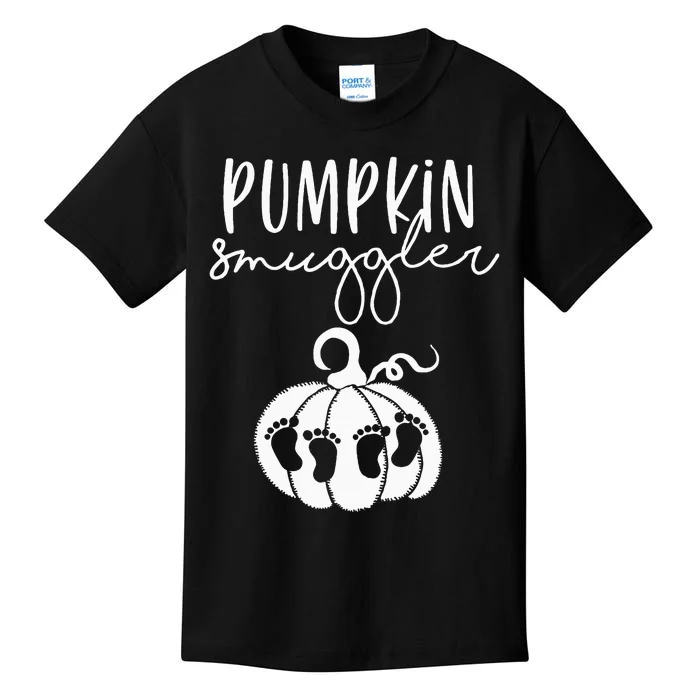 Twin Pregnancy Fall Mom Pregnant With Twins Pumpkin Smuggler Kids T-Shirt