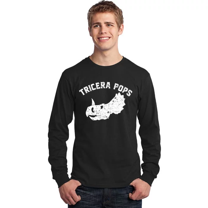 Tricera Pops Funny Dinosaur Dad Triceratops Gift Tall Long Sleeve T-Shirt