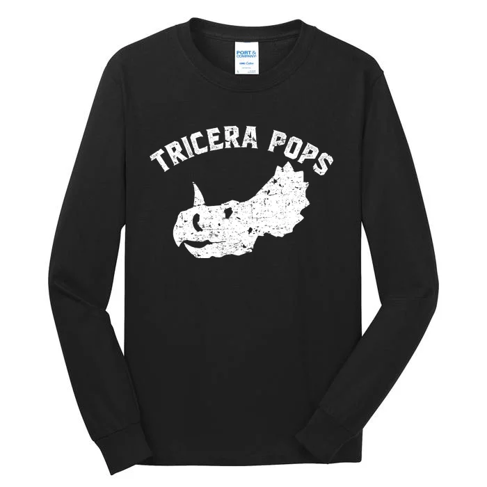 Tricera Pops Funny Dinosaur Dad Triceratops Gift Tall Long Sleeve T-Shirt