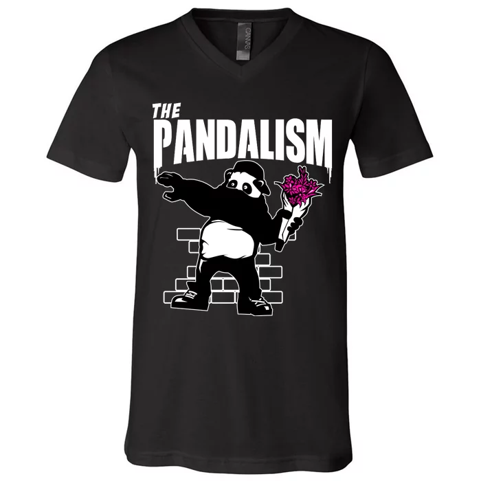 The Pandalism Funny Panda Parody V-Neck T-Shirt