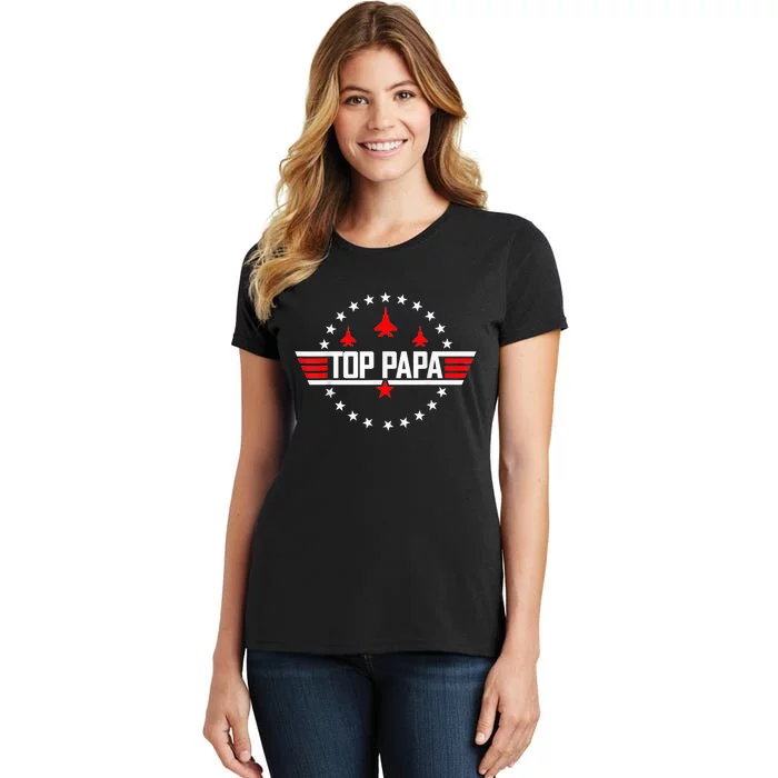 Top Papa Fathers Day Dad Papa Grandpa Husband Daddy Women's T-Shirt