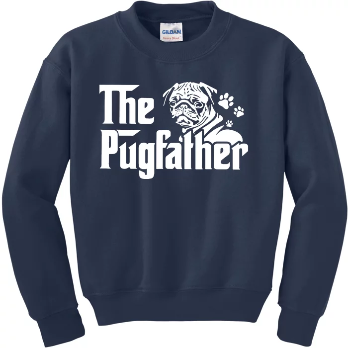 The Pugfather Funny Pug Lovers Pug Dad Dog Dad Fathers Day Kids Sweatshirt