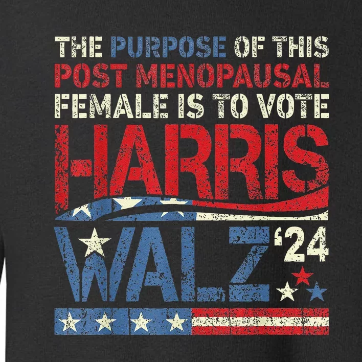 The Purpose Fotr This Post Menopausal Female Harris Walz 24 Toddler Sweatshirt