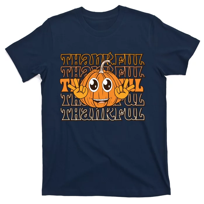 Thankful Pumpkin Fall Vibes Autumn Season Thanksgiving Pumpkin Spice Funny T-Shirt